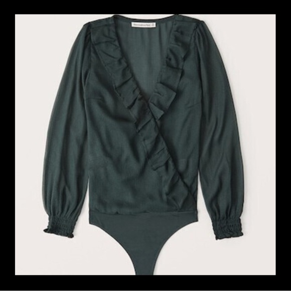 Abercrombie & Fitch Tops - Abercrombie & Fitch Long-Sleeve Ruffle Chiffon Bodysuit Size Medium